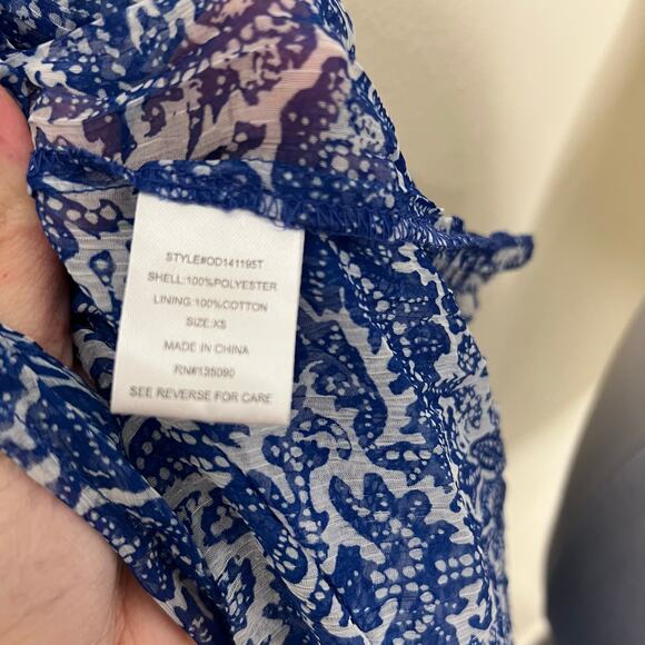 Others Follow Maxi Dress XS Pleated Plisse Chiffon Self Tie Belted Sheer Blue - Picture 8 of 10